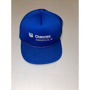 Vintage Chevron Oil Gas Hat Cap Adult‎ Adjustable Off Snapback Blue with Foam